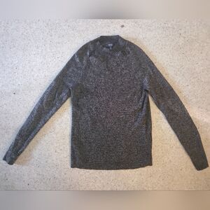 Jones New York Signature Knit Top Sweater Sz XL black Silver Thread Stretch